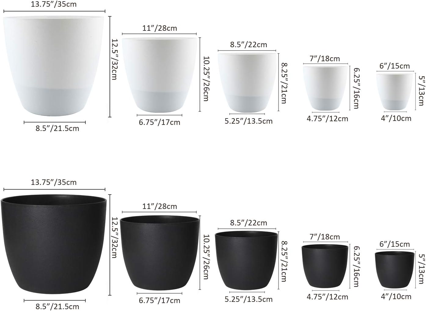 Detalle 2 de T4Uvaso bianco 15 cm con sistema di autoirrigazione – set da 4