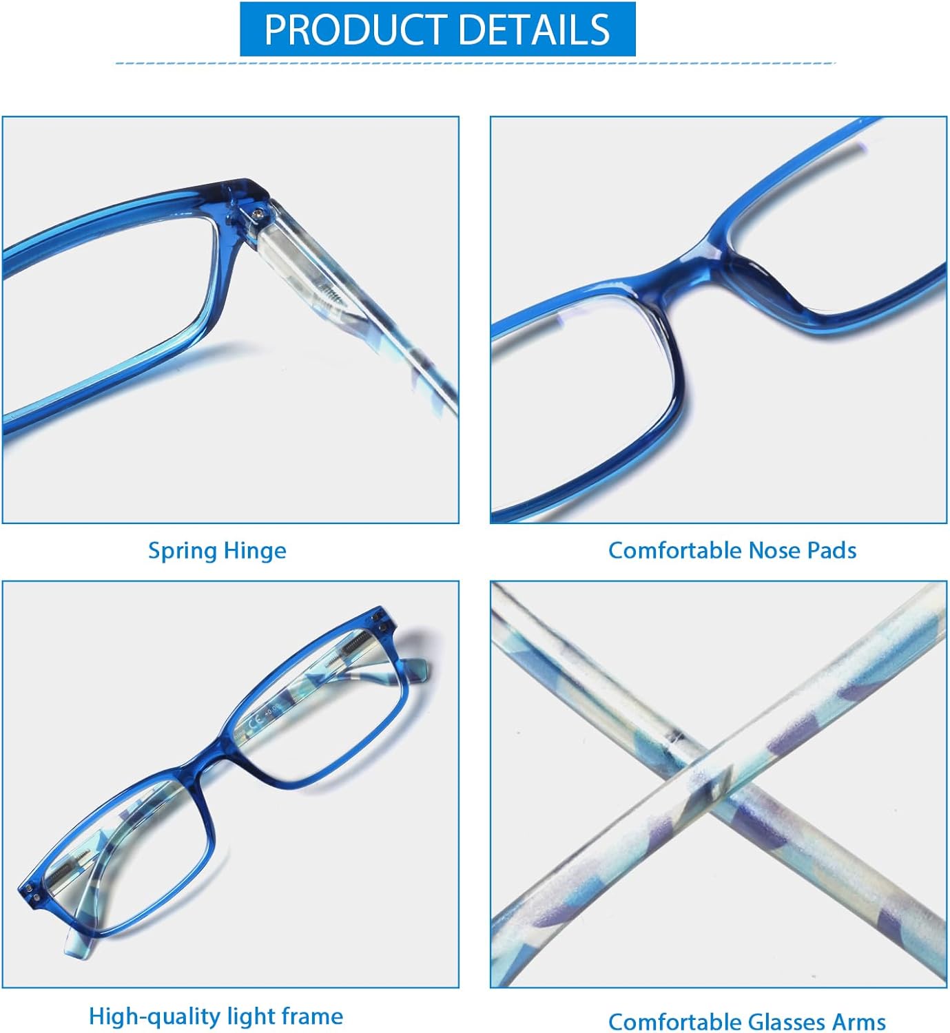 Detalle de Kerecsen 6-Pack Blue Light Blocking Reading Glasses with Spring Hinges