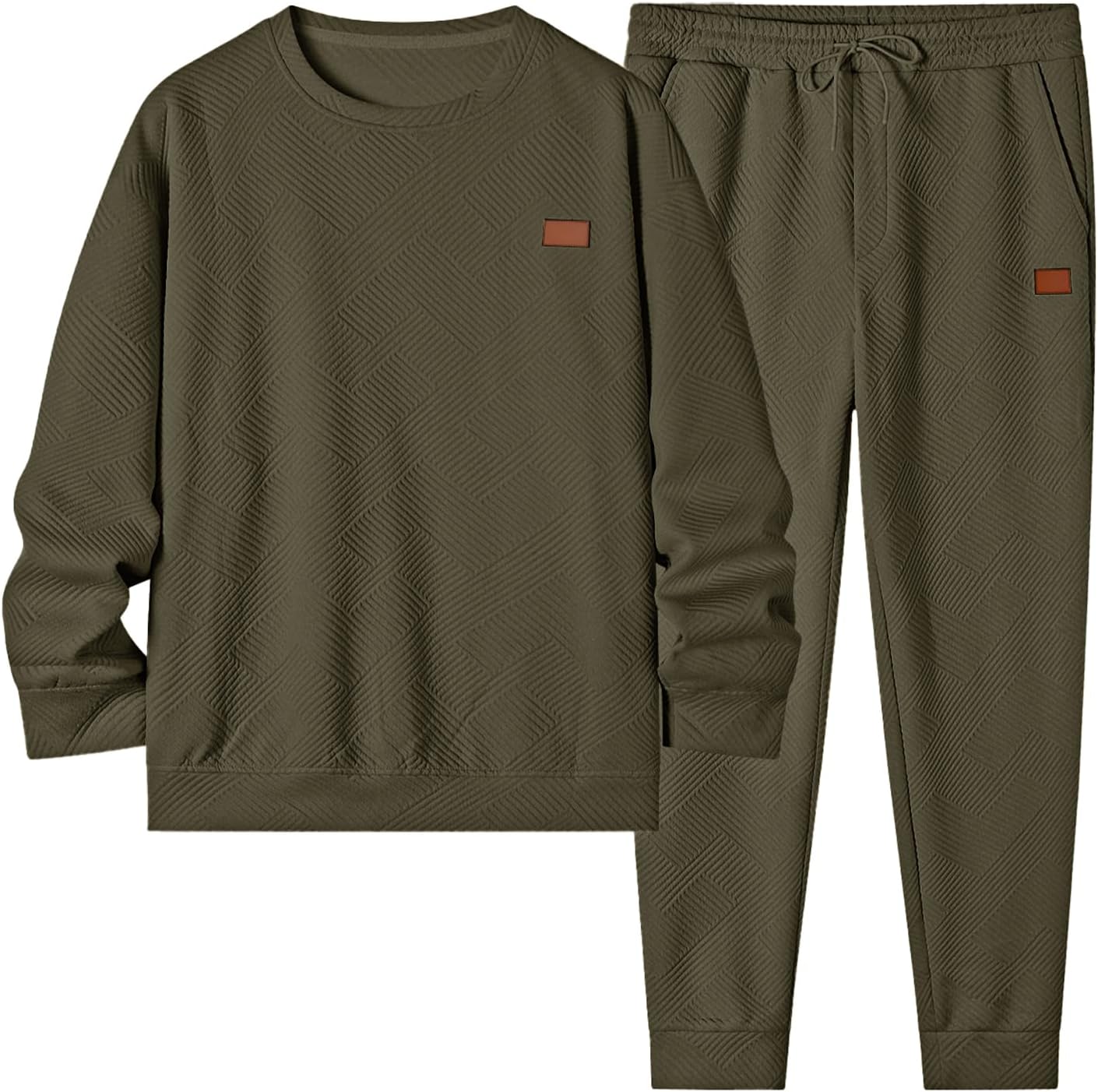 Thumbnail 6 de JMIERR Men's 2-Piece Knit Jacquard Tracksuit Set with Hooded Sweatshirt and Joggers