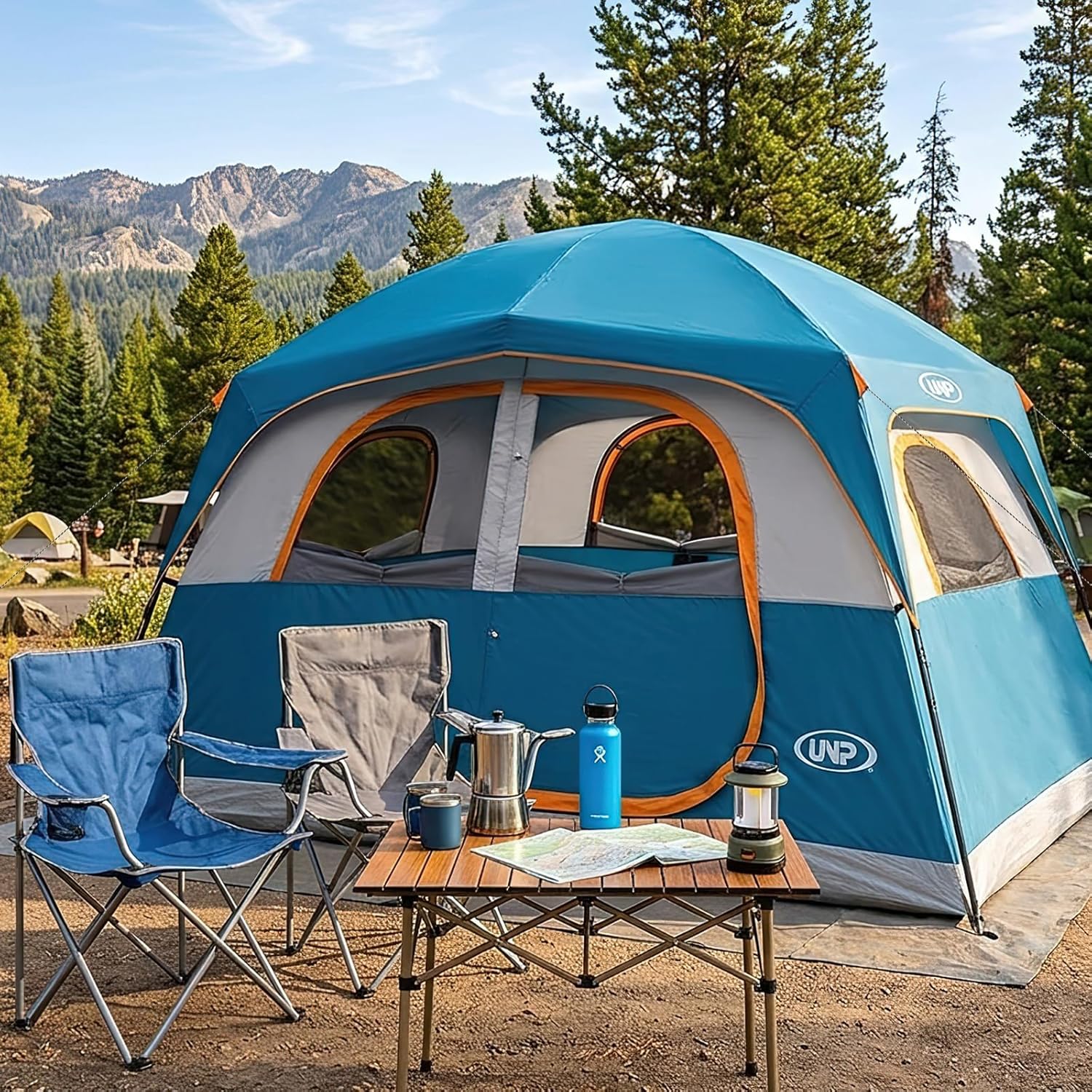 Detalle 2 de UNP 6 Person Family Camping Tent with Rainfly — Easy Setup, 90 sq ft