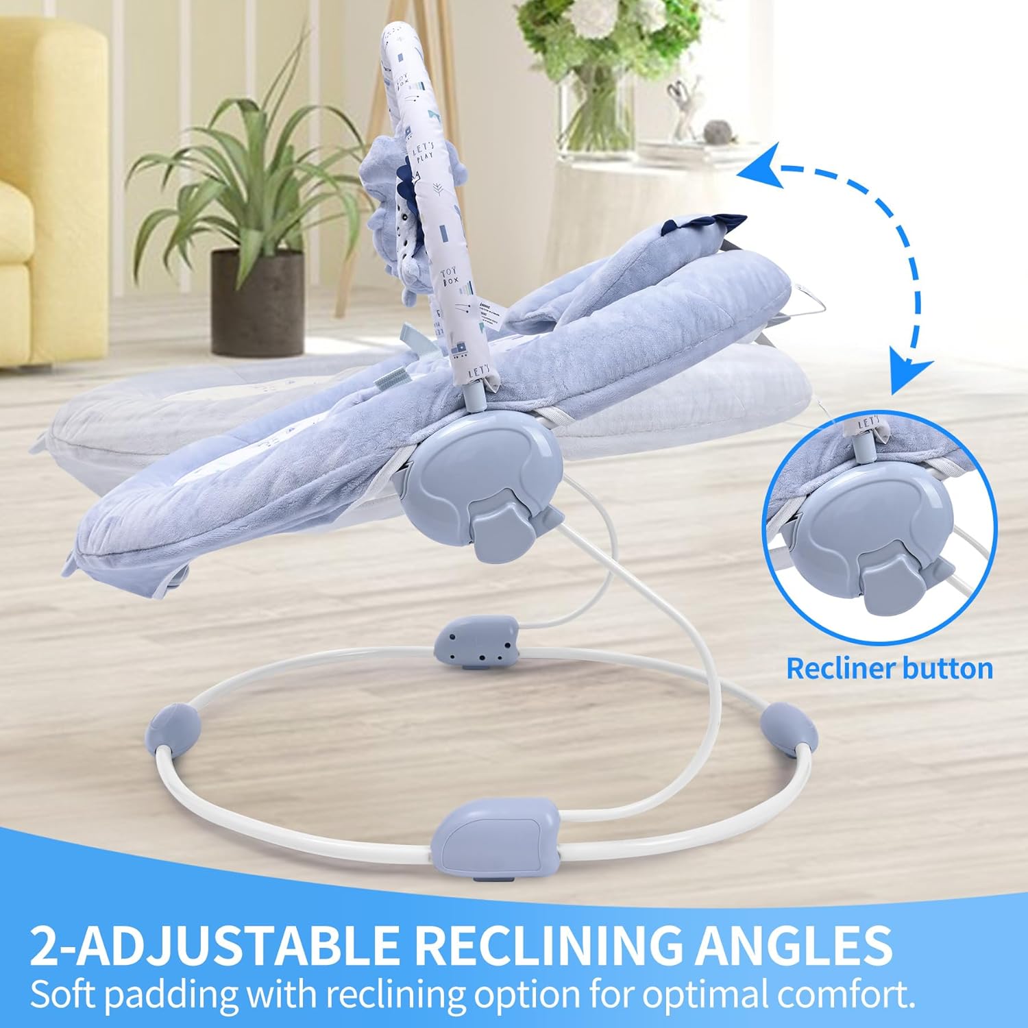 Thumbnail 2 de LADIDA Soft Light Blue Baby Bouncer with Soothing Vibrations and Music