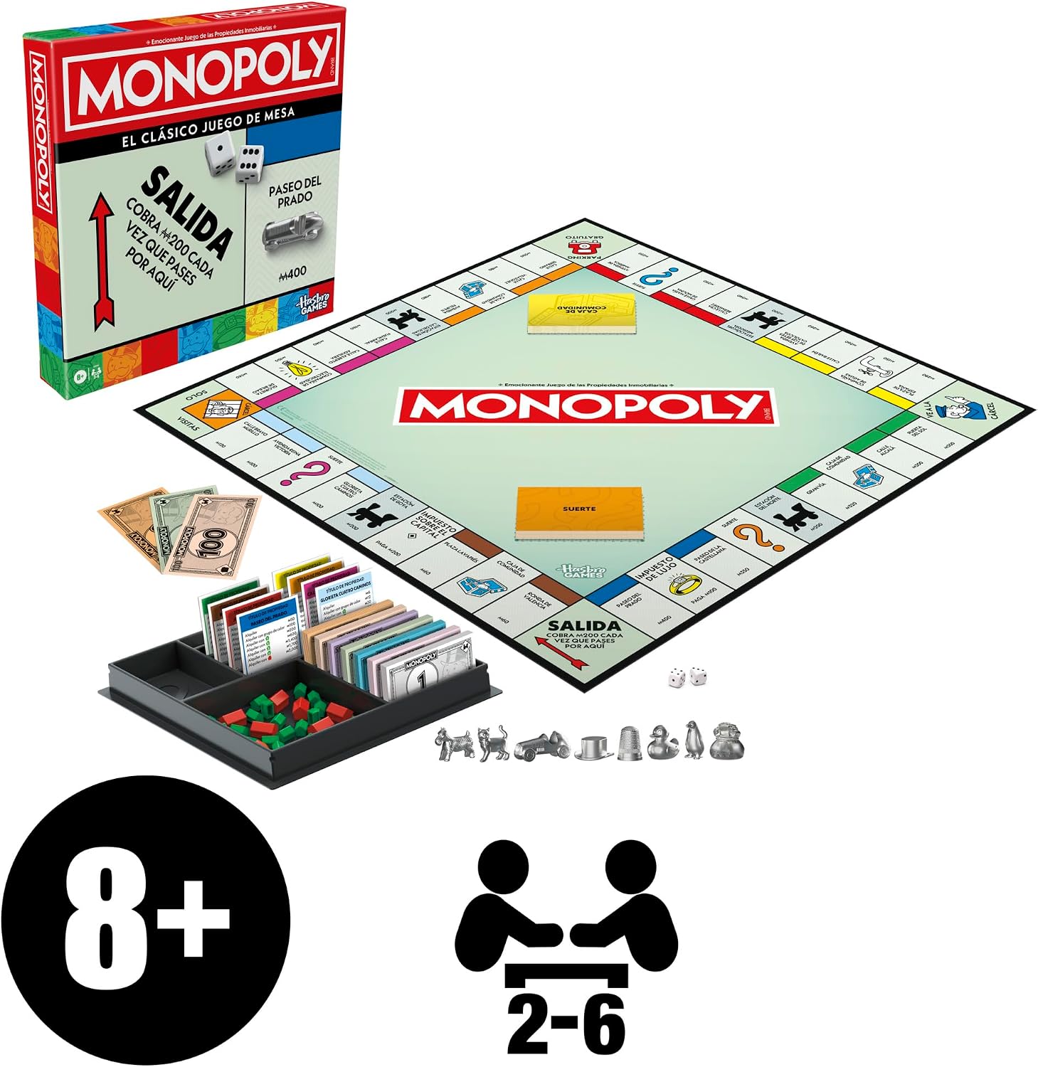 Detalle 2 de Hasbro Monopoly Clásico juego de 2 a 6 jugadores 🎲
