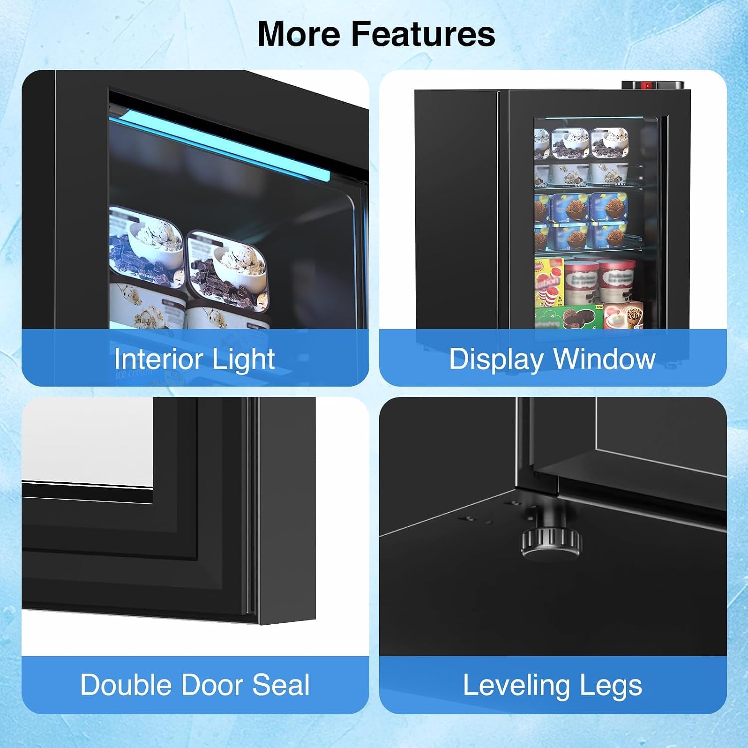 Detalle 1 de Electactic LSD-60 Mini Upright Freezer, 2.4 Cu. Ft., Glass Door, 7 Settings