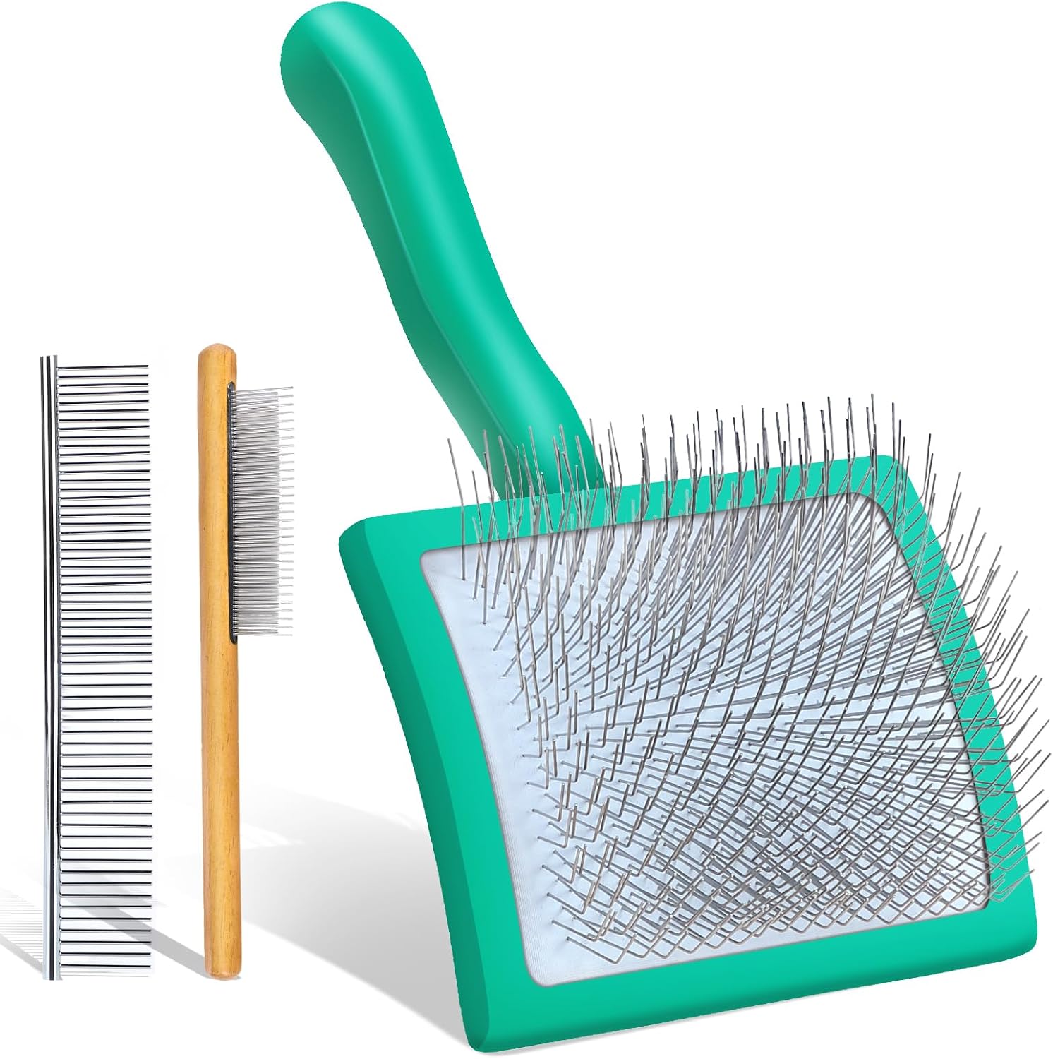 Detalle de COZYGIFT Dog Slicker Brush & 2-in-1 Comb for Long-Haired Doodles (Green)