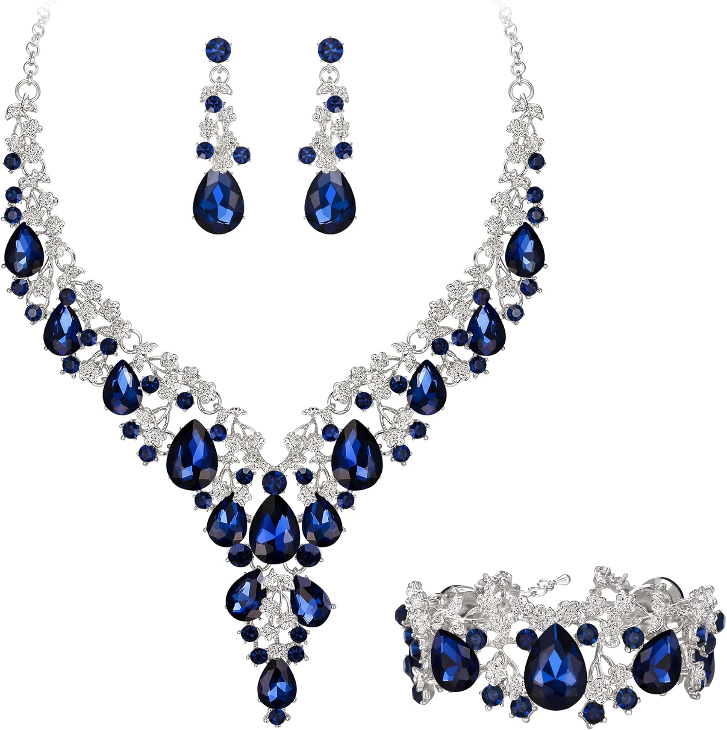 Thumbnail 6 de Set di gioielli da sposa Clearine Donna con cristalli a goccia (collana, orecchini e bracciale)