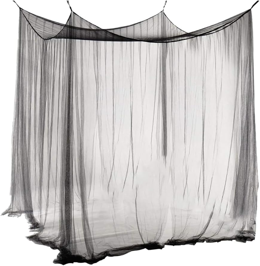 Detalle de Aoreun S-black WZ muggennet voor tweepersoonsbed, zwart polyester, 240 x 210 x 190 cm
