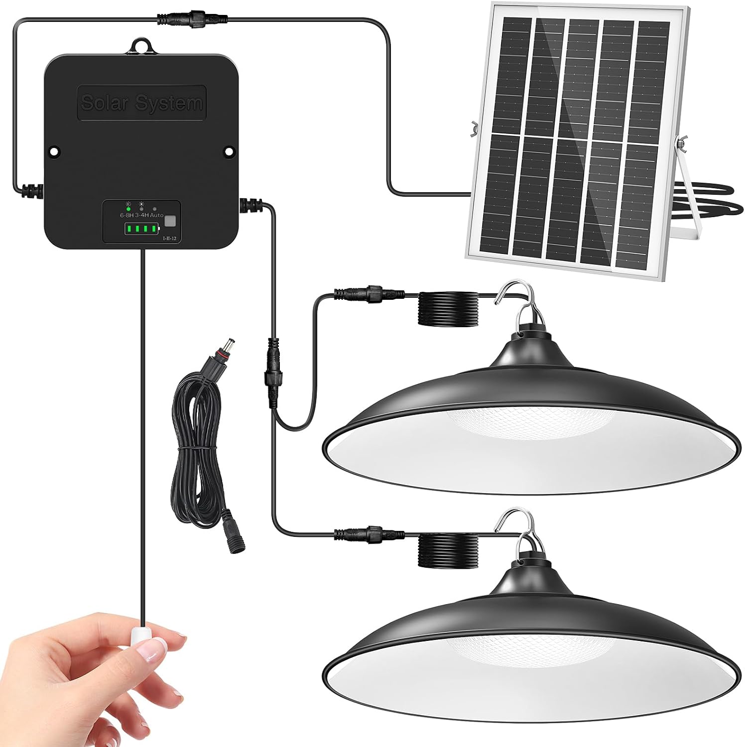 Detalle de APILAB DP050AB2 Solar Shed Light, Dual 2,000-Lumen Pendant, 6500K