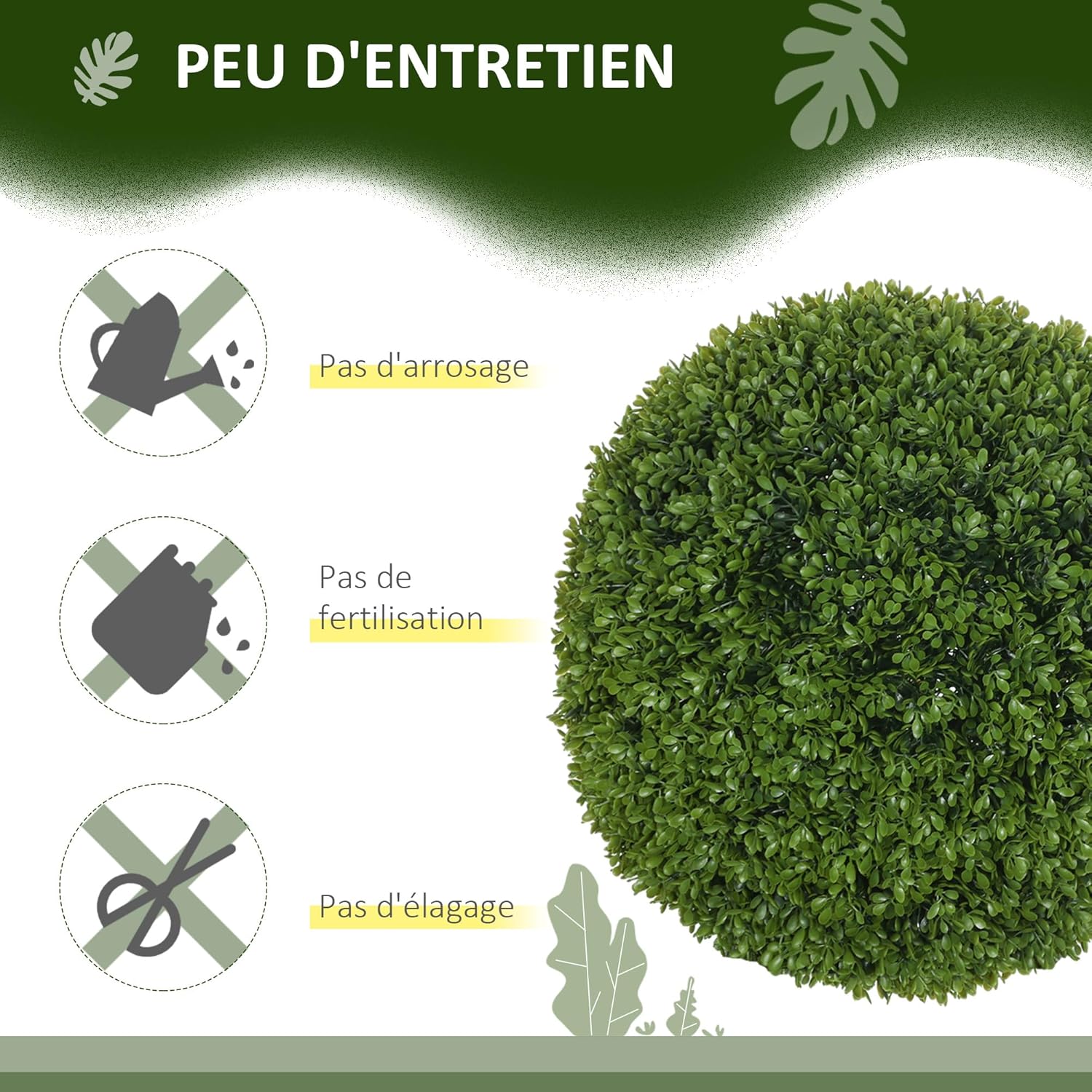 Thumbnail 4 de HOMCOM Lot de 2 Boules de buis artificielles 40 cm – Protection UV, vert foncé