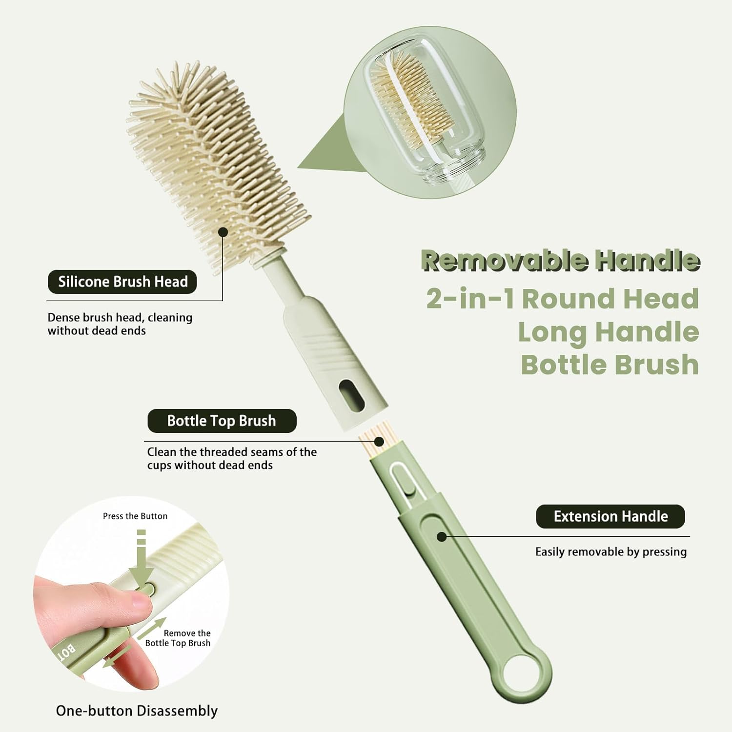 Thumbnail 2 de Baby Bottle Brush Cleaner Set – 360° Rotating 6‑in‑1 Silicone Kit with Travel Case