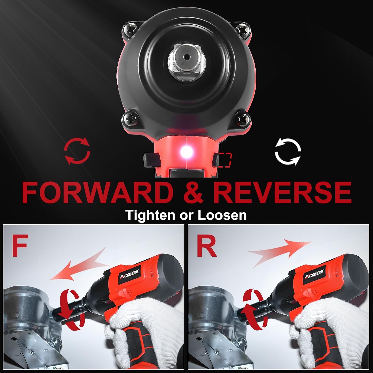 Detalle 2 de AOBEN Cordless Impact Wrench 1/2" 600N·m torque
