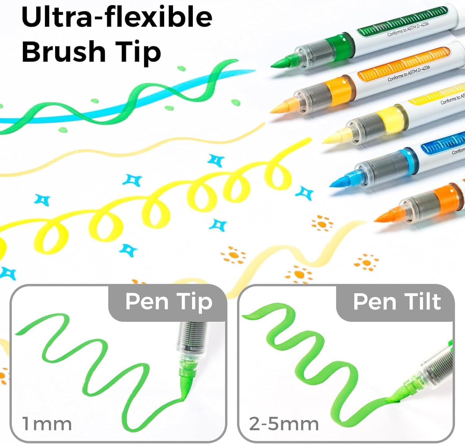Detalle de Ohuhu 72 Colour Acrylic Paint Markers with Brush Tip – High Opacity, Waterproof & Lightfast