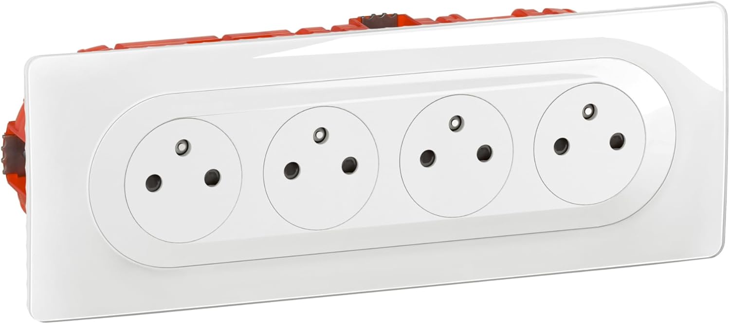 Thumbnail 1 de Legrand Céliane Surface : prise électrique quadruple affleurante avec socle rétractable et boîte à encastrer (blanc)