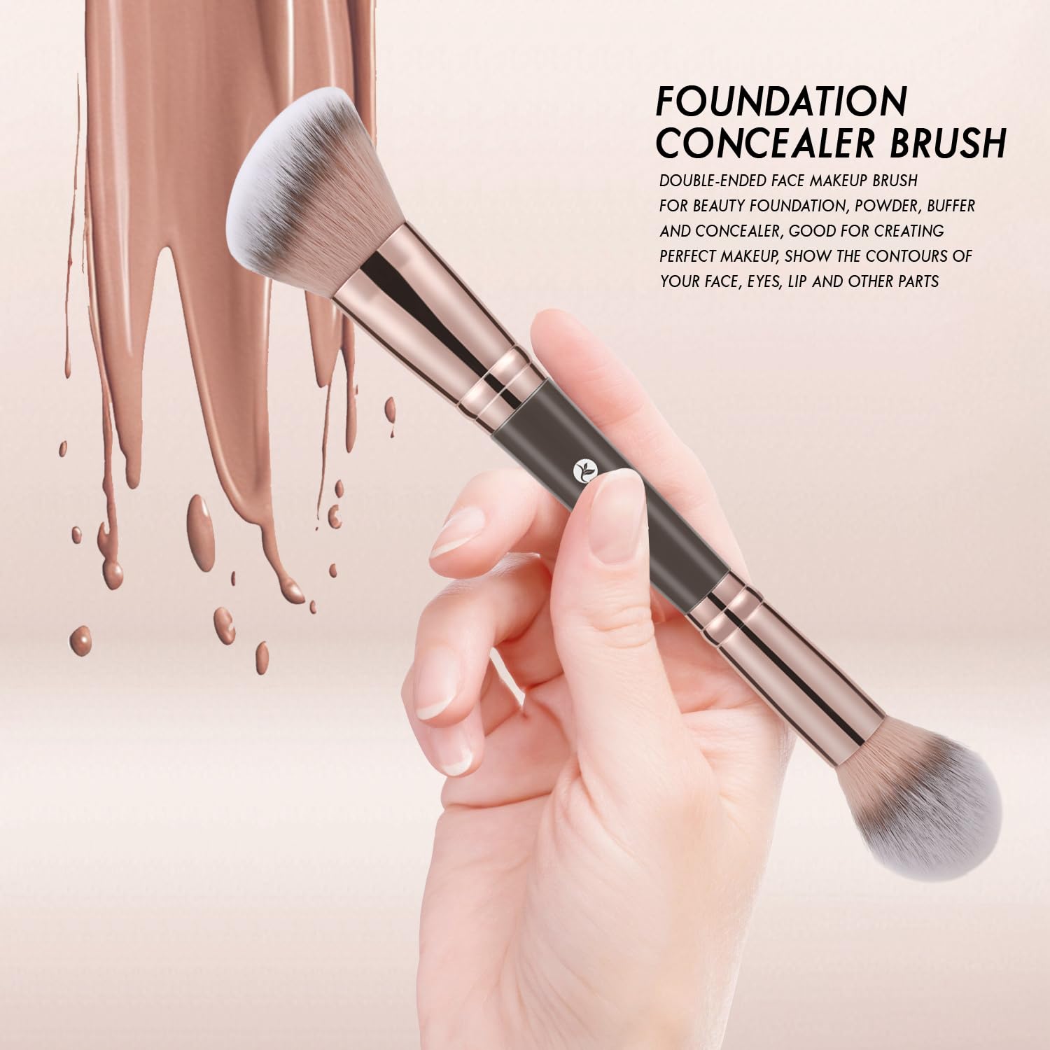 Detalle de KINGMAS Double-Ended Foundation Makeup Brush for Bronzer, Contour, Powder & Concealer