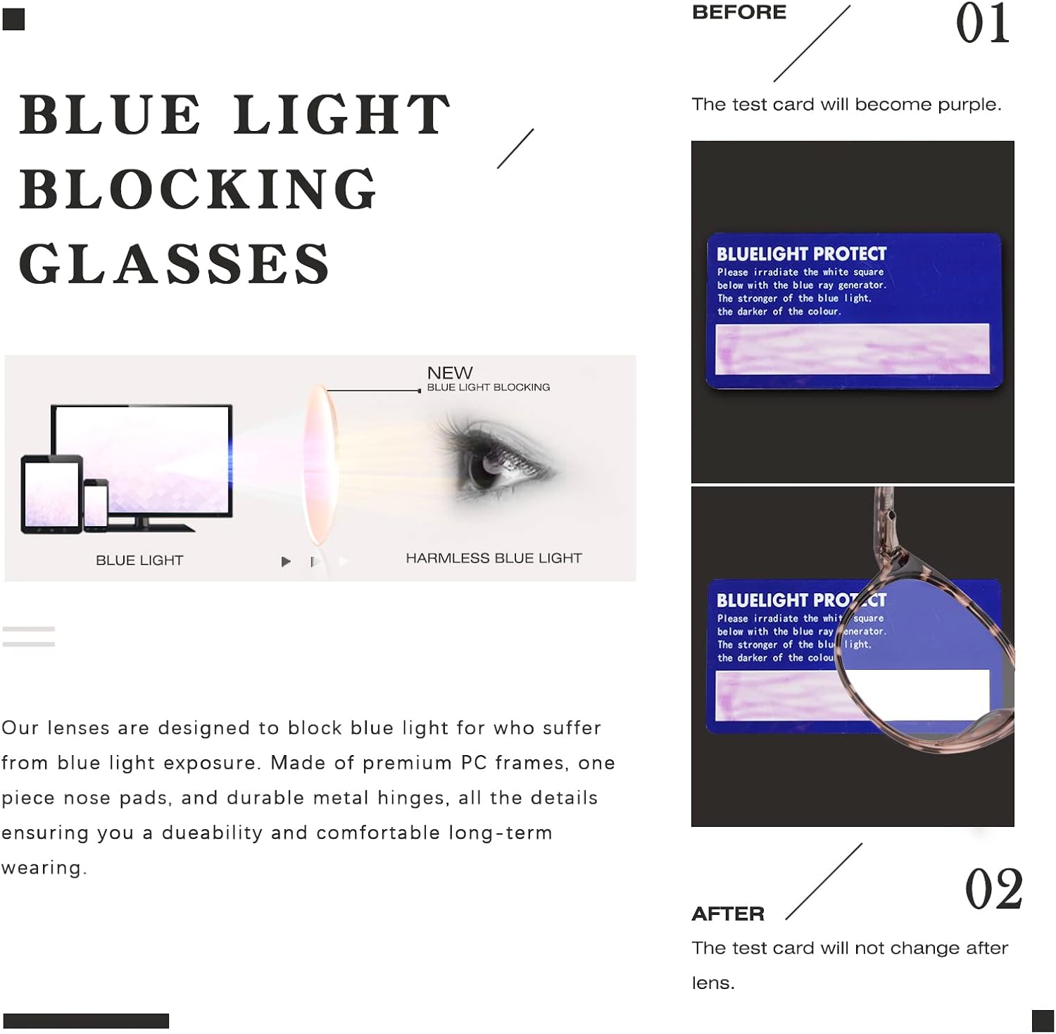 Thumbnail 5 de FONHCOO Blue Light Blocking Glasses for Computer Use – TR90 Round Transparent Frames