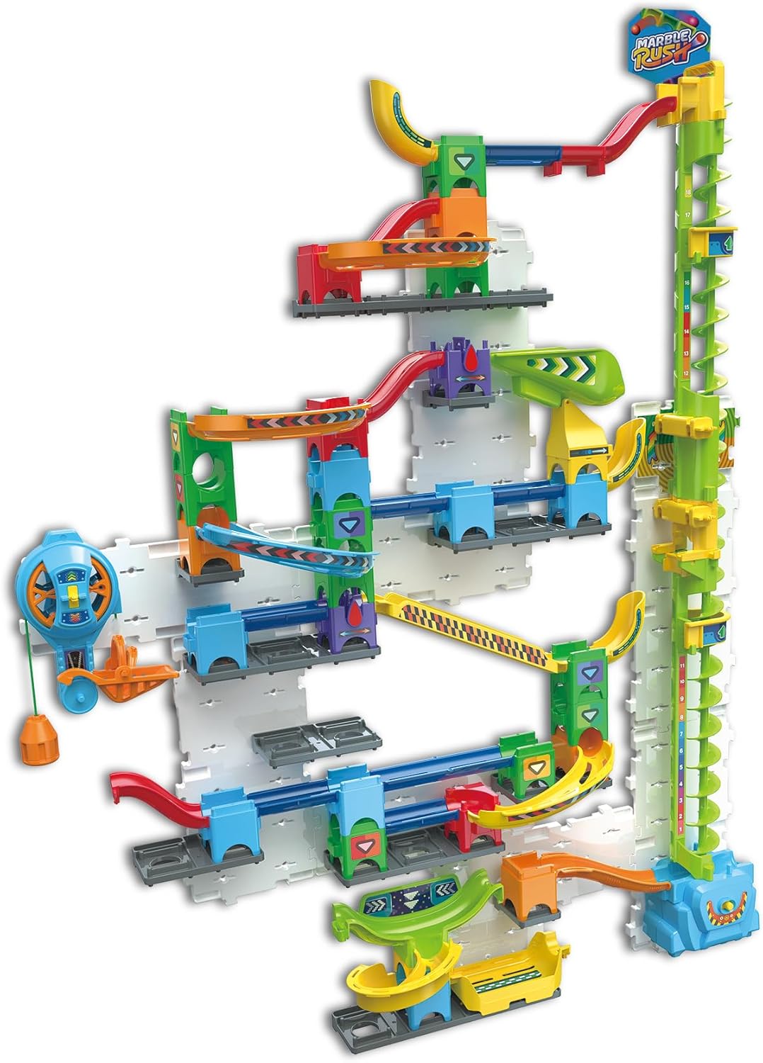Detalle de VTech Marble Rush Free Fall Vertical Set – Vertical Construction for Kids (93 Building Pieces, 10 Marbles)