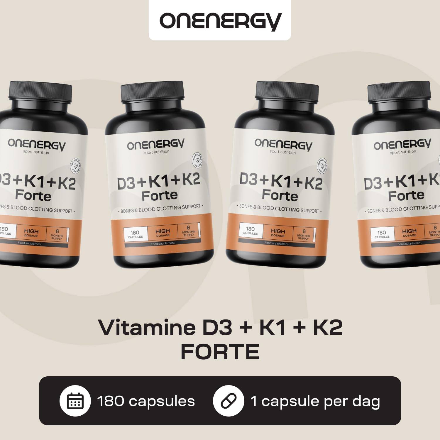 Thumbnail 3 de OnEnergy Vitamines D3 + K1 + K2 FORTE, 180 plantaardige capsules