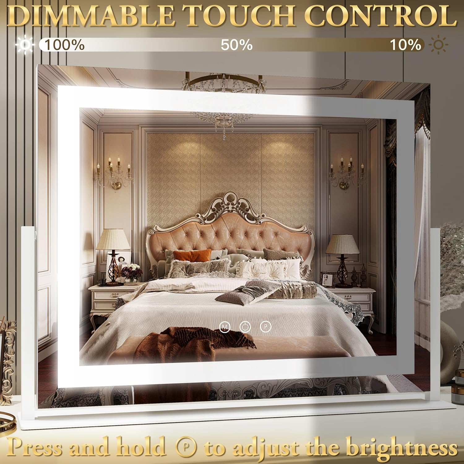 Thumbnail 2 de FENNIO Vanity Mirror with Lights 22"x18" — 10X Magnification, USB, and Smart Touch 3-Color Dimmable Lighting