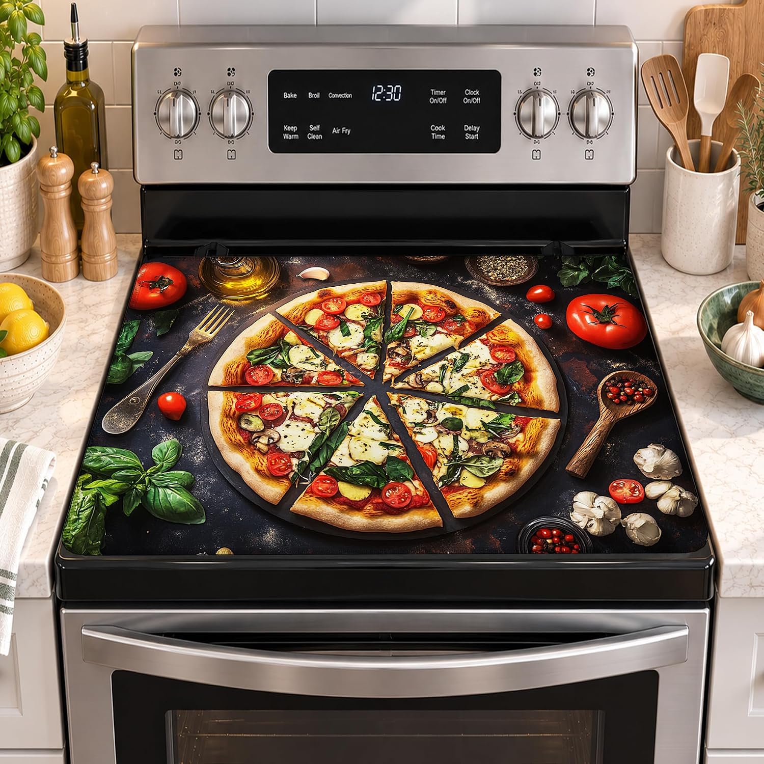 Detalle de QYWETHOD Stove Top Cover, 28.5 x 20.5-Inch Rubber Protector Mat
