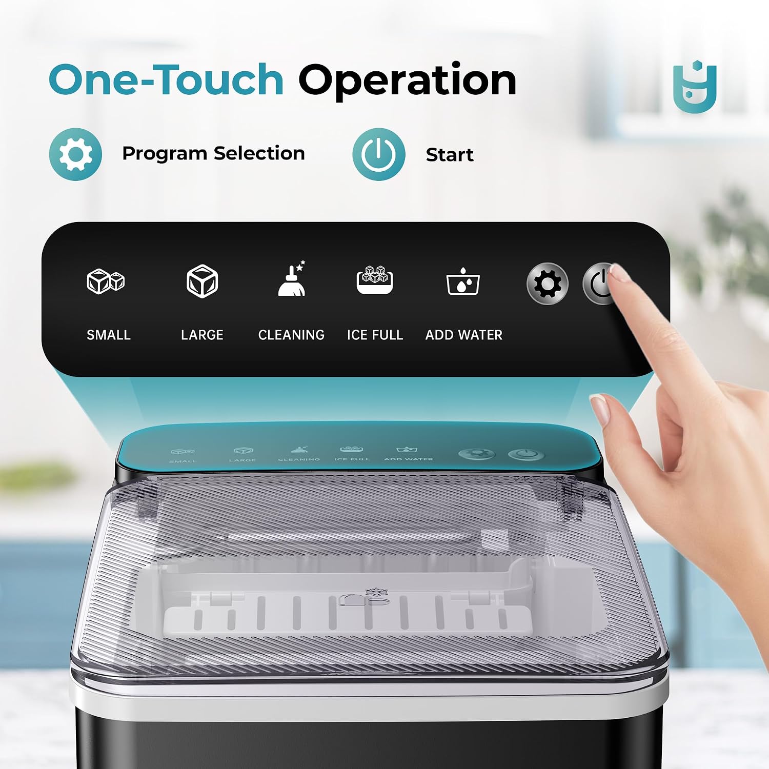 Thumbnail 1 de EUHOMY Countertop Ice Maker: Compact, Two Ice Sizes with One-Touch Control