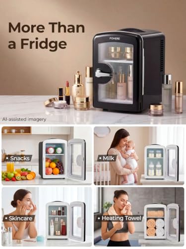 Thumbnail 5 de FOHERE Mini Frigo de Chambre 4L – Chaud/Froid, 12V/220V, 6 Canettes 335ml, Noir