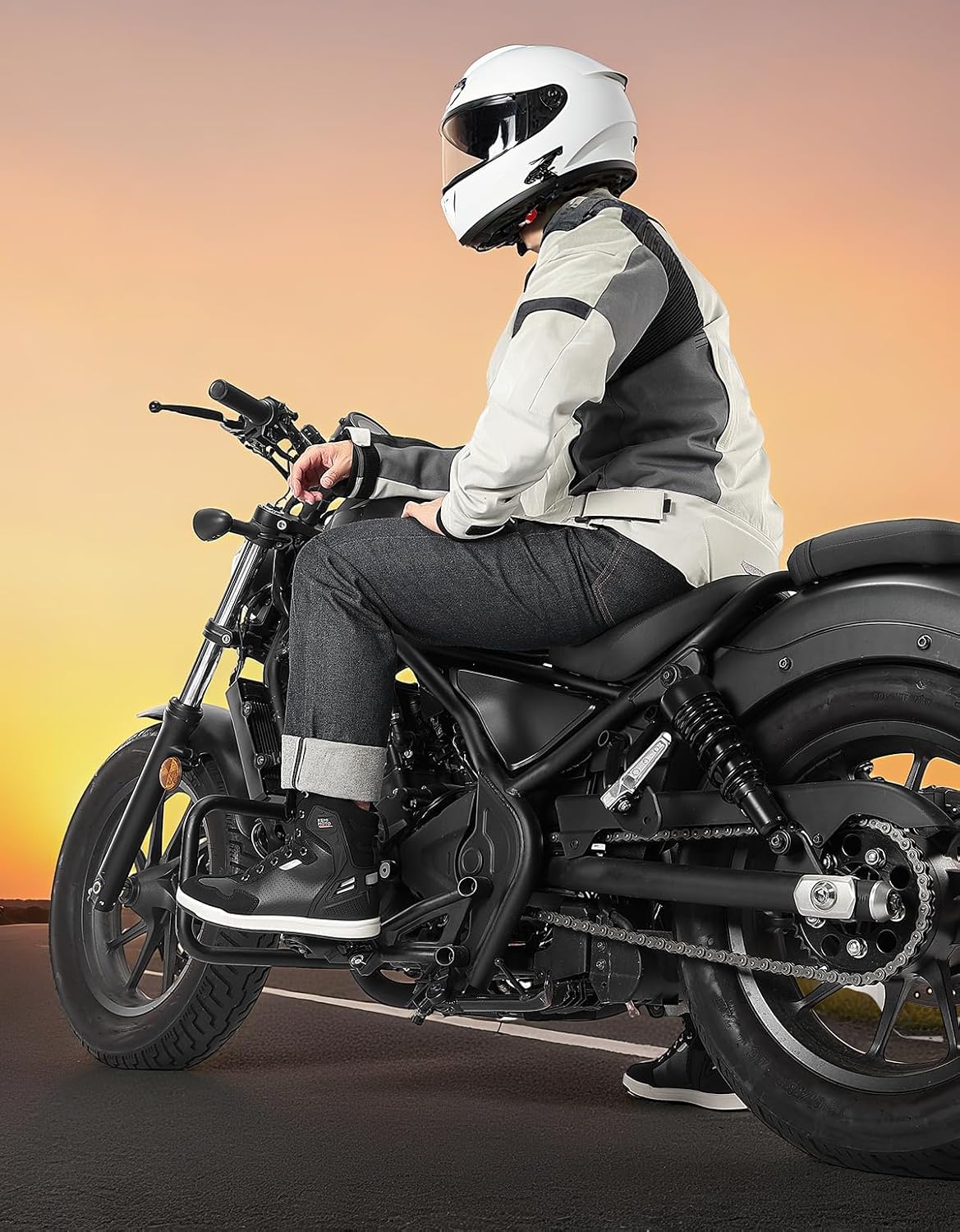 Thumbnail 1 de KEMIMOTO Herren Motorradschuhe – Causal High-Top Sneaker mit verstärkten Schaltpads, Schwarz