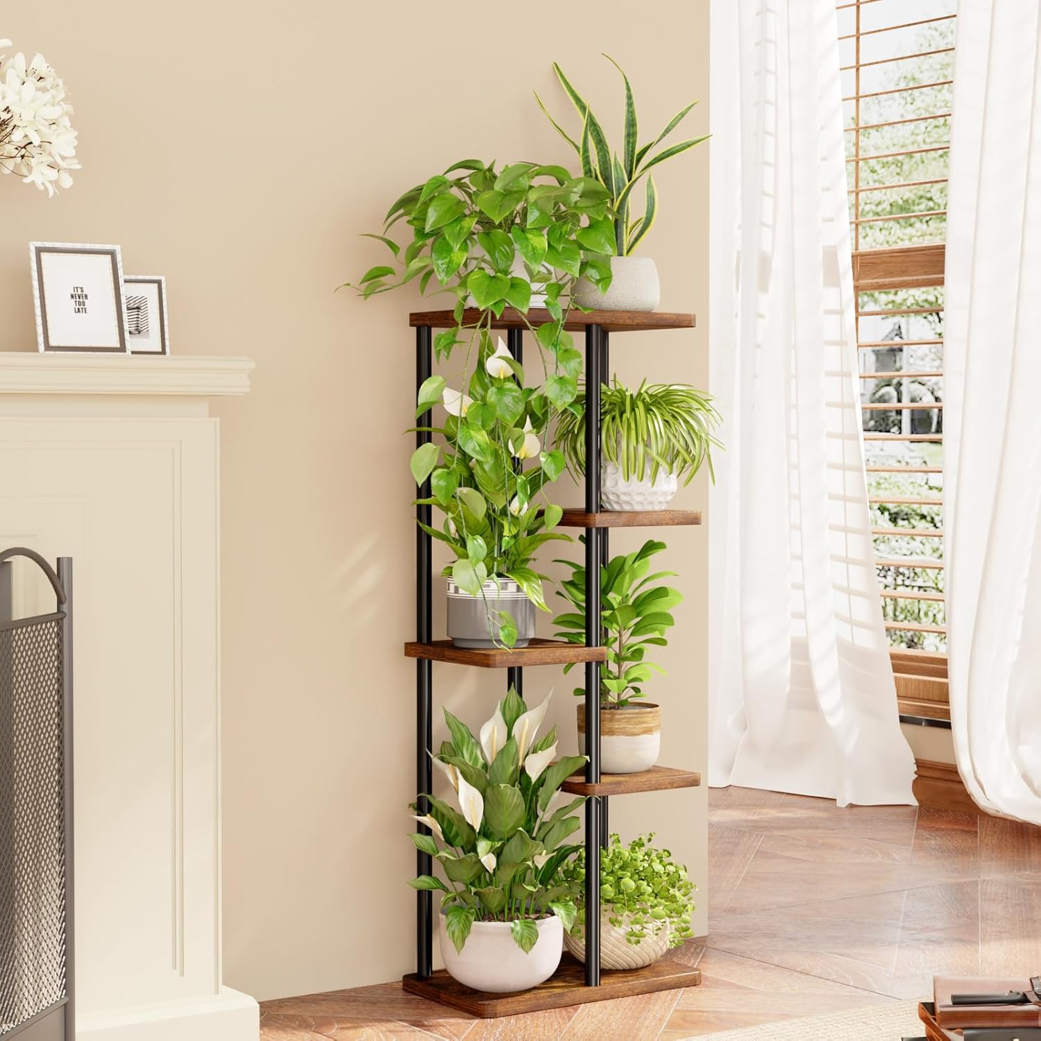 Thumbnail 1 de Bamworld 5 Tier Indoor Plant Stand – Corner Metal Display for Tall Plant Reflections