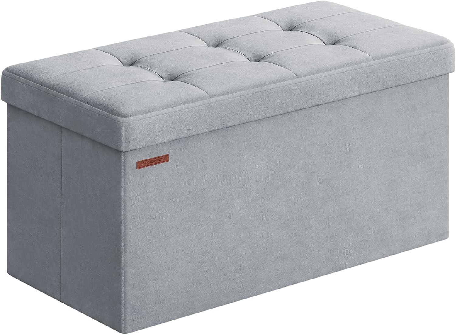 Detalle de SONGMICS LSF247G02 vikbar förvaringsbänk i sammet, 89 liter