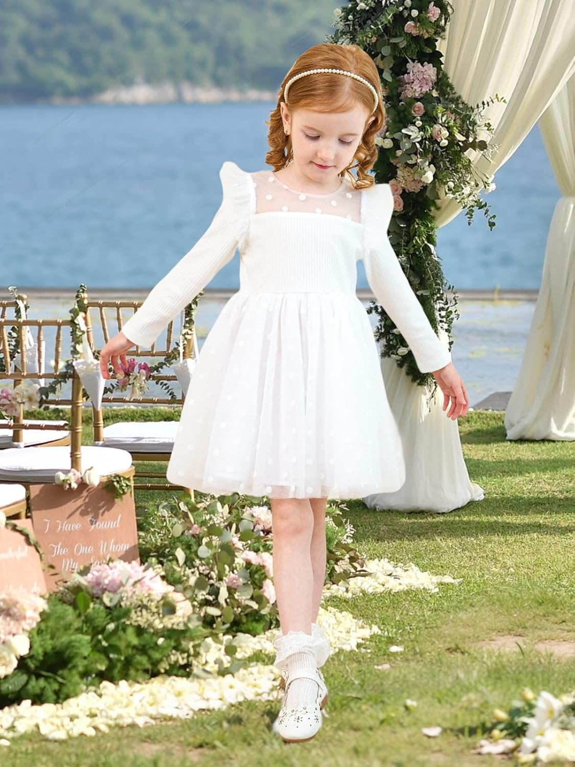 Thumbnail 3 de Miipat toddler girl dress with tulle long sleeves, polka dot skirt & ruffle top