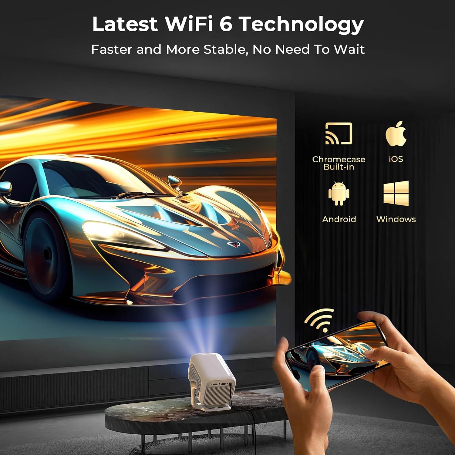Detalle de LYNCAST X3Pro Smart Projector, Native 1080p, 800 ANSI, Short-Throw