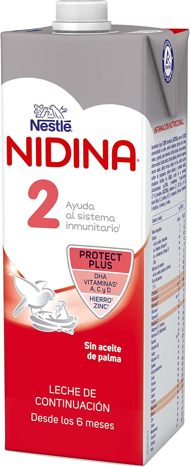 Detalle de Nestlé Nidina 2 Leche de continuación líquida para bebés 4x1L
