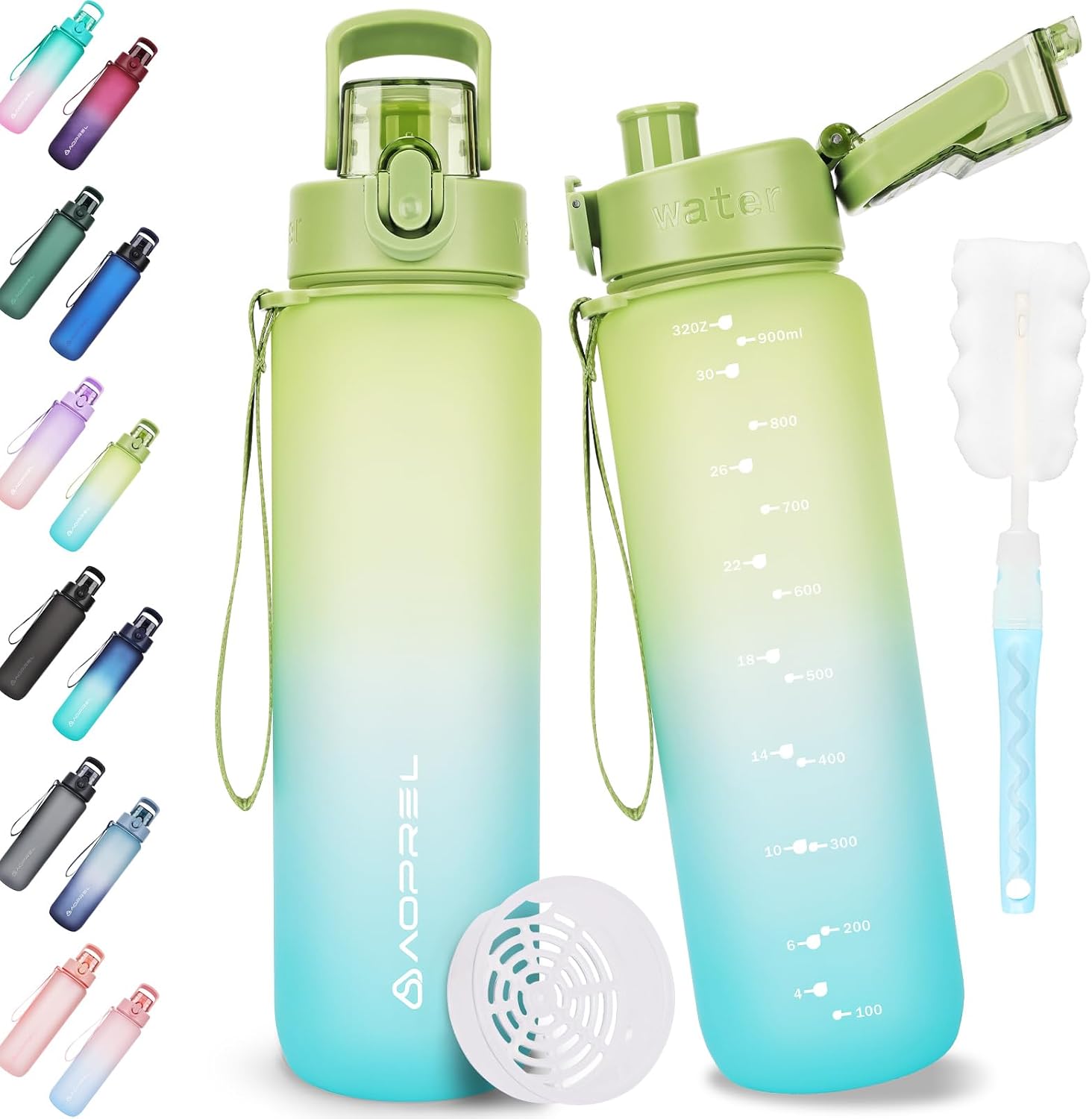 Detalle de AOPREL Sport-Trinkflasche 1 l aus Tritan (BPA-frei) mit Filter und Bürste