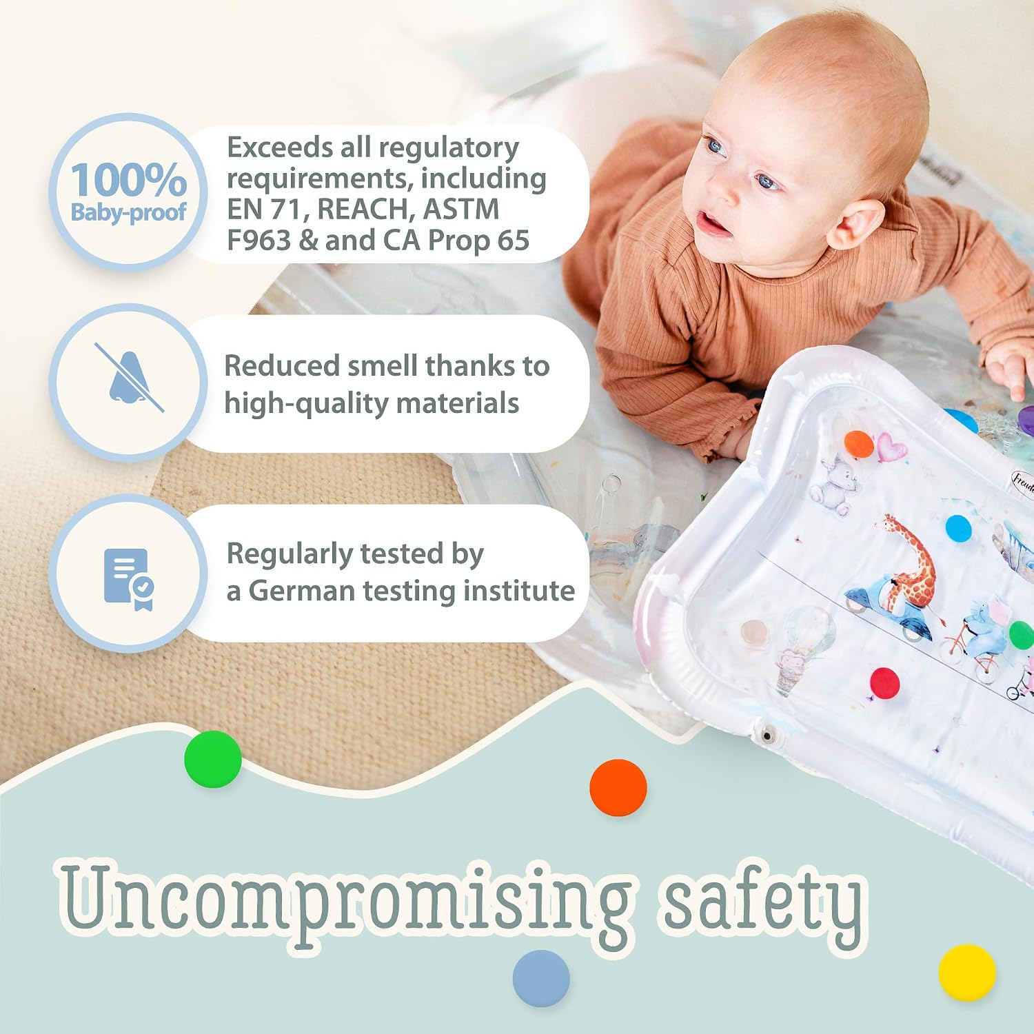 Thumbnail 2 de TummyTime Wassermatte von Freudeskind – Baby-Wasserspielmatte, phthalat- & BPA-frei (ab 0/3/6/9 bis 24 Monate)
