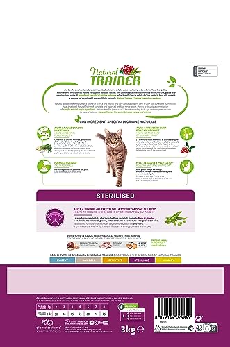 Detalle de Trainer Natural Sterilised Adult con Salmone e Fibra di Pisello 3 Kg – alimentazione equilibrata per animali sterilizzati