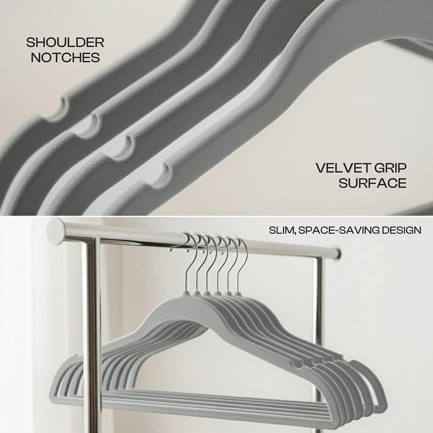 Detalle de Utopia Home Premium Velvet Coat Hangers, 20 Pack, Grey, Non-Slip, 360° Hook