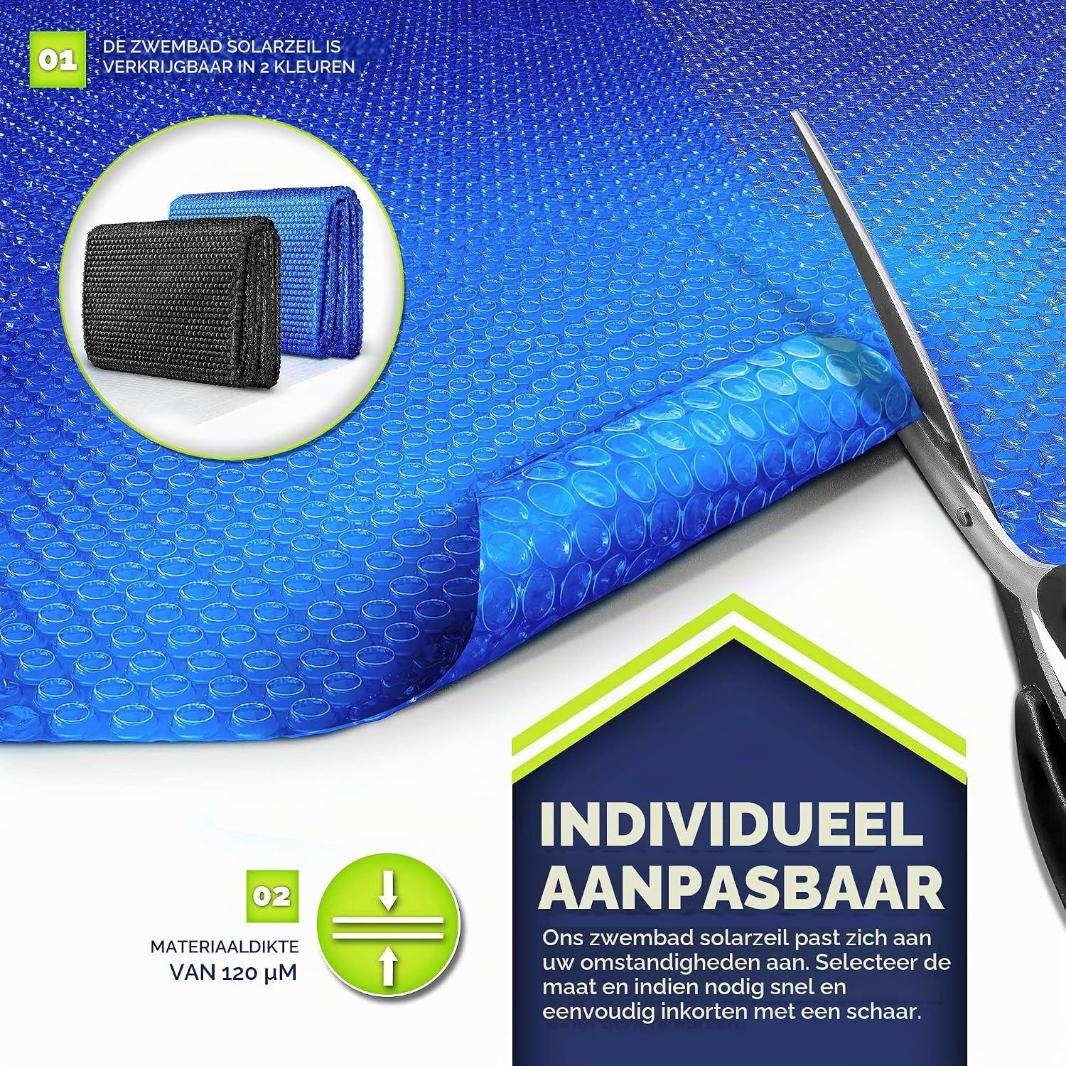 Detalle 2 de tillvex TVPF zonnefolie voor zwembad, 120 µm, 700 x 400 cm, op maat te knippen