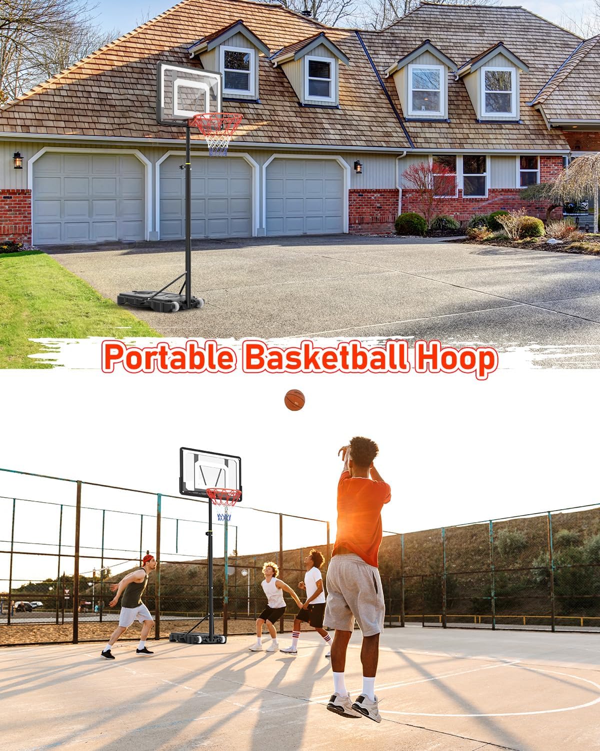 Thumbnail 6 de Panier de basket portable réglable 1,5–2,1 m avec panneau 84 cm