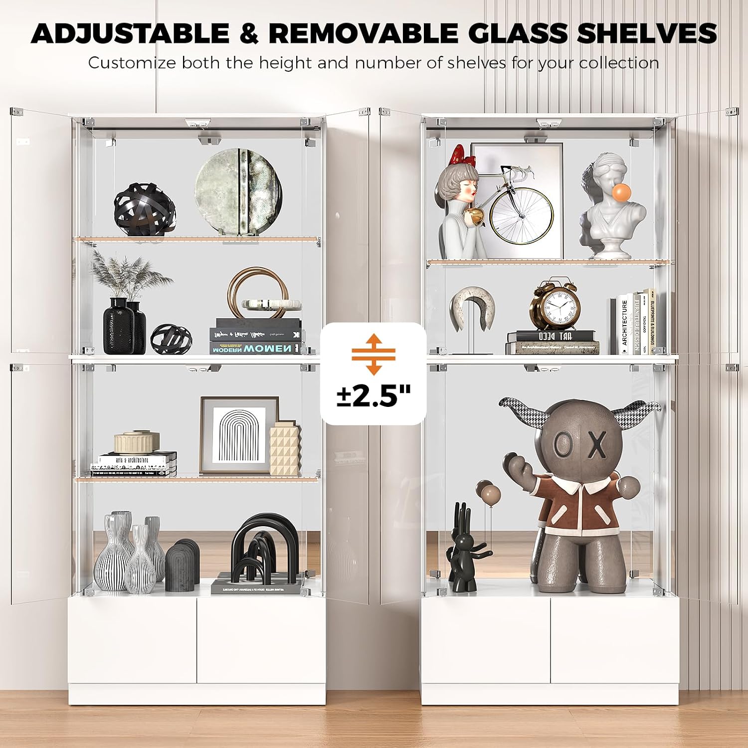 Detalle de VersionTECH Glass Display Cabinet, 4-Tier