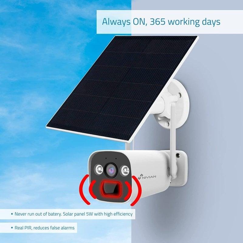 Detalle de Nivian Cámara Bullet 4G 2K con panel 5W