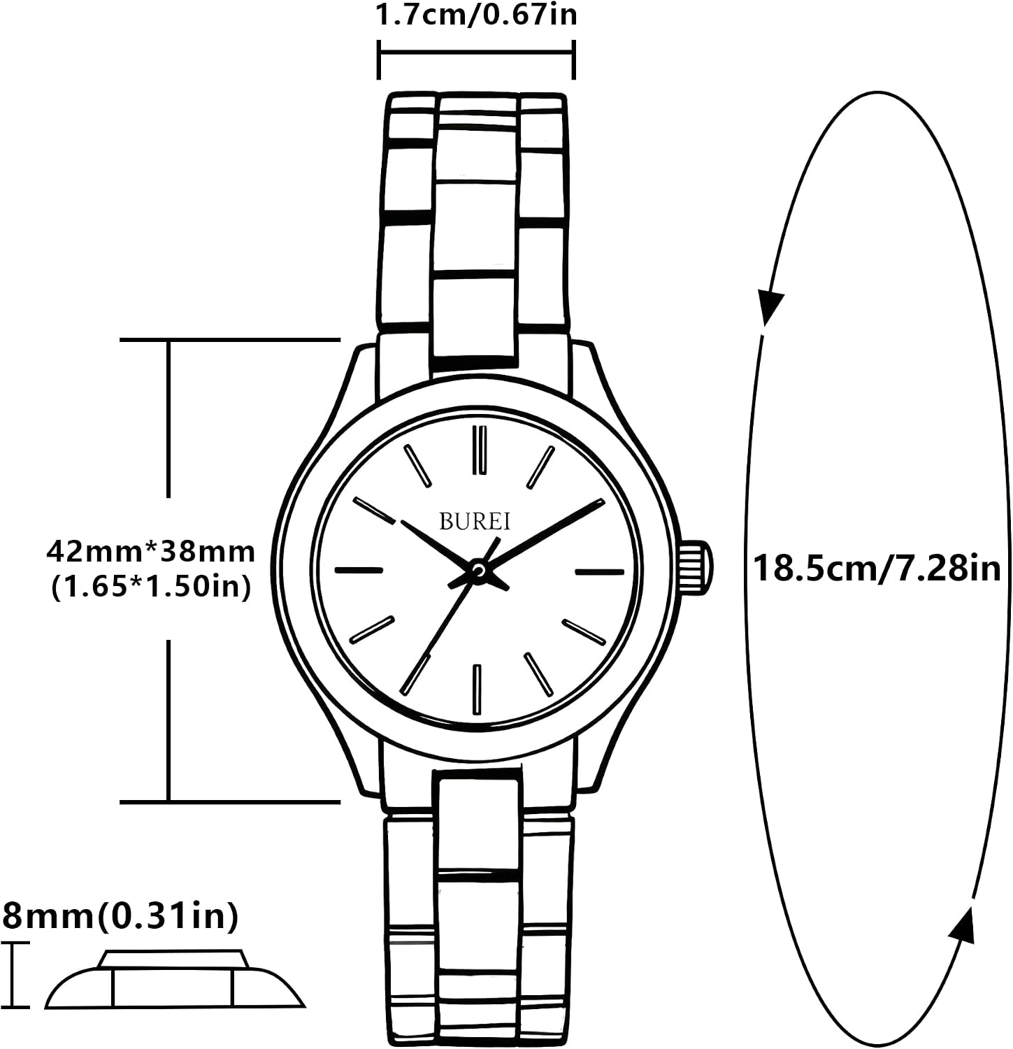 Thumbnail 4 de BUREI Reloj minimalista 33 mm para mujer