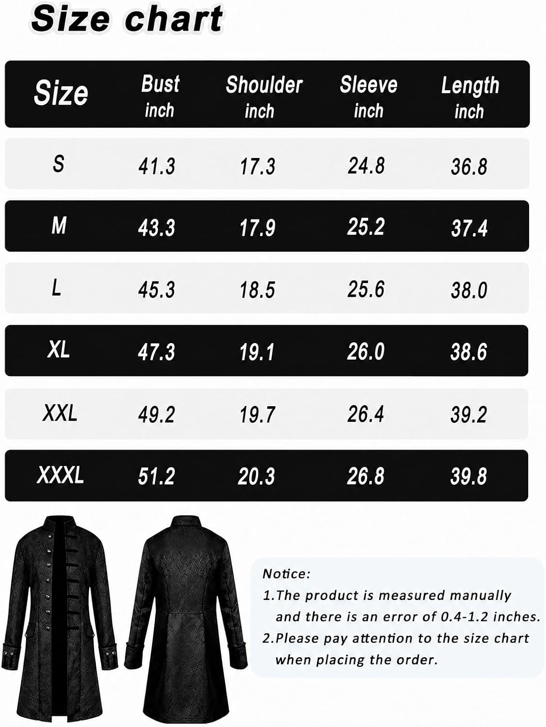 Thumbnail 6 de VNVNE Men’s Steampunk Tailcoat Jacket, Jacquard Gothic Victorian Costume