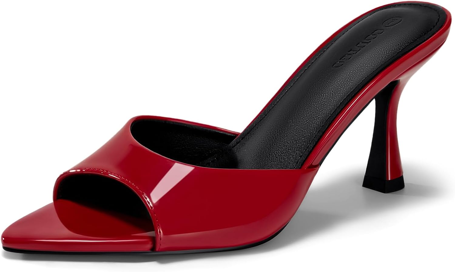 Detalle 2 de Coutgo Women's Heeled Mules: Pointed Peep Toe Backless Slip-On Sandals