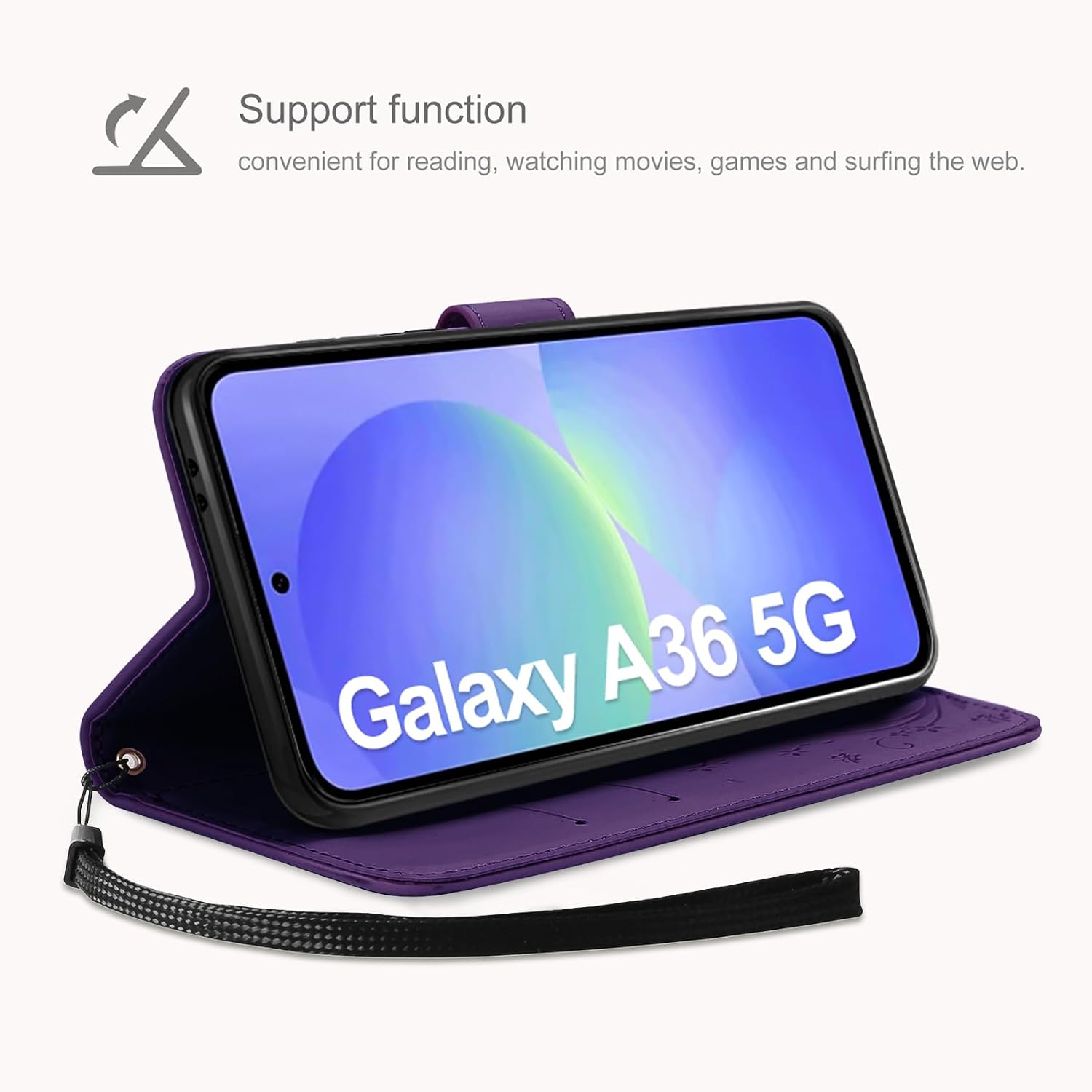 Thumbnail 3 de AROYI Lederhülle Galaxy A36 5G Dunkel Violett