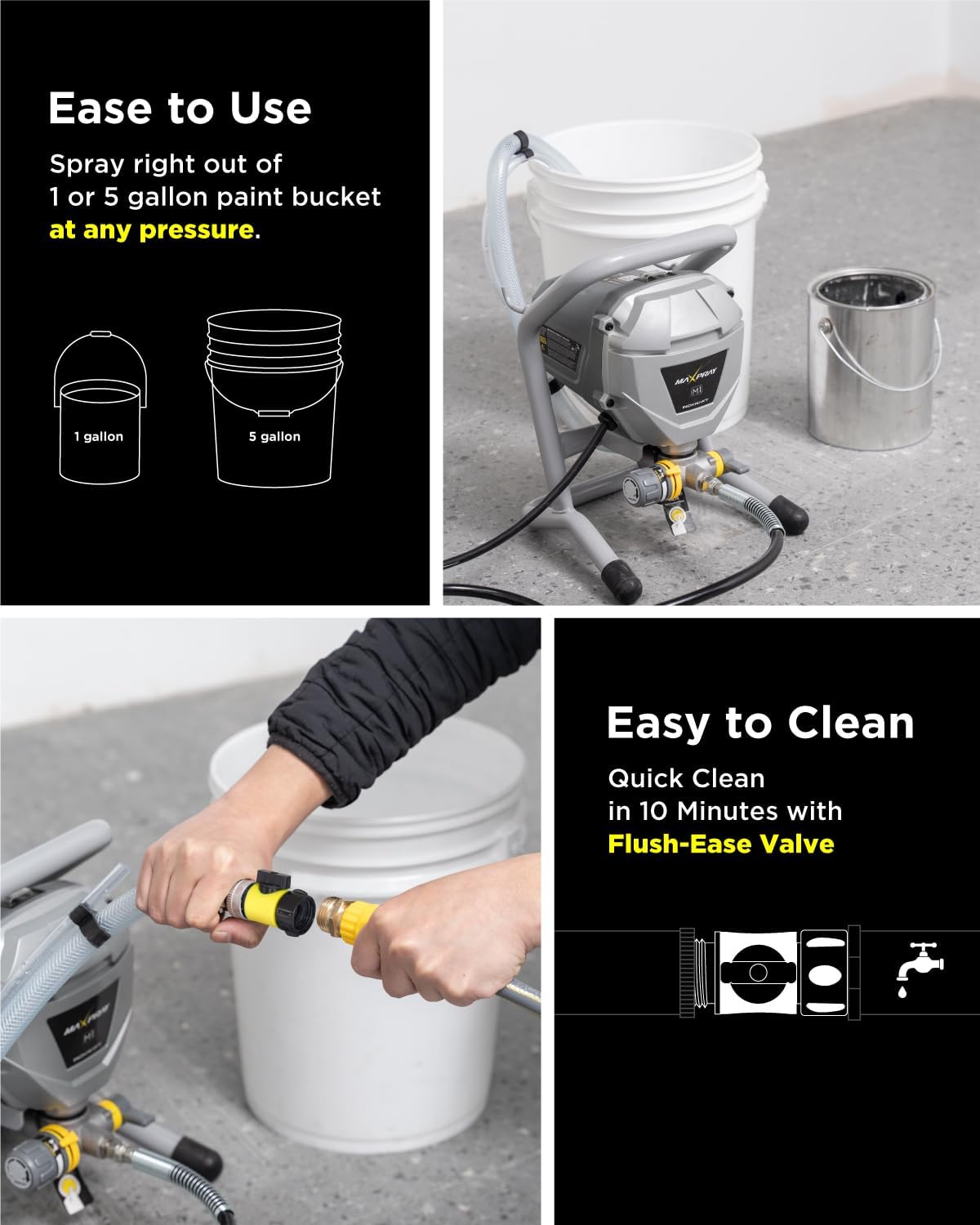 Detalle de InoKraft MaXpray M1 Airless Paint Sprayer: Fast, thinning-free spraying for walls, ceilings, and more