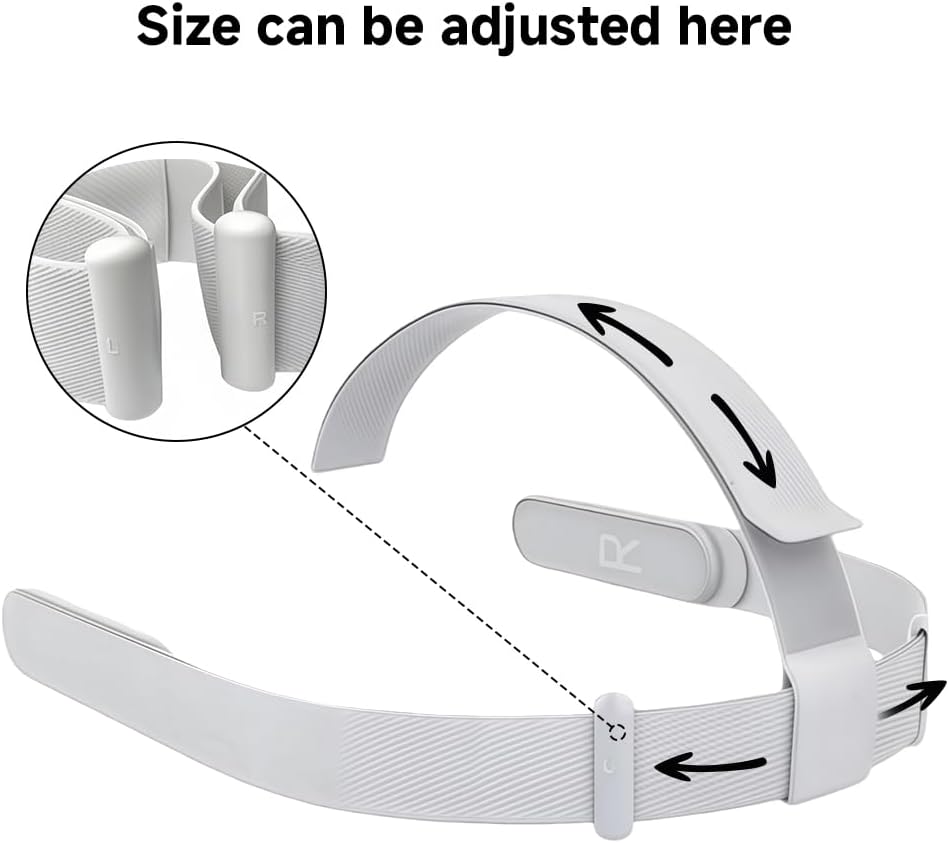 Thumbnail 6 de Harnovlis Head Strap for Meta (Oculus) Quest 2 VR Headset – Adjustable Replacement Headband in White