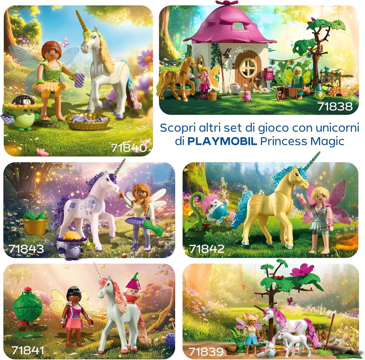 Detalle de PLAYMOBIL Fantasy & Magic Fairy Outing 72067 – Famiglia di fate e unicorni