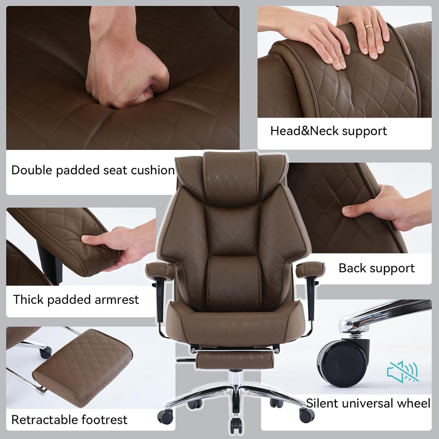 Thumbnail 6 de EXCEBET Big and Tall Office Chair with Footrest ⚙