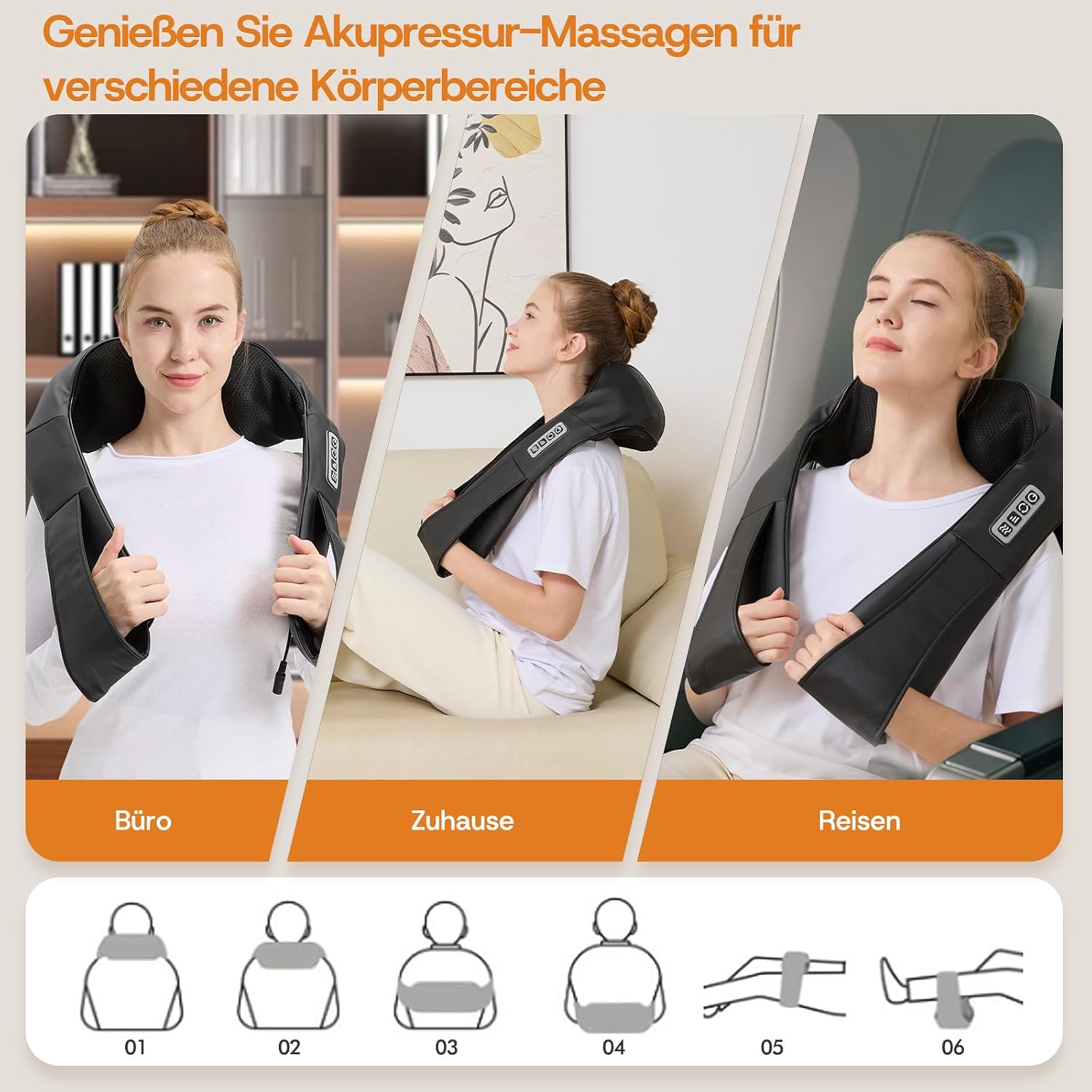Thumbnail 6 de LAOBEN Shiatsu-Nackenmassagegerät mit Thermostatfunktion – Massagegerät für Nacken, Schulter und Rücken