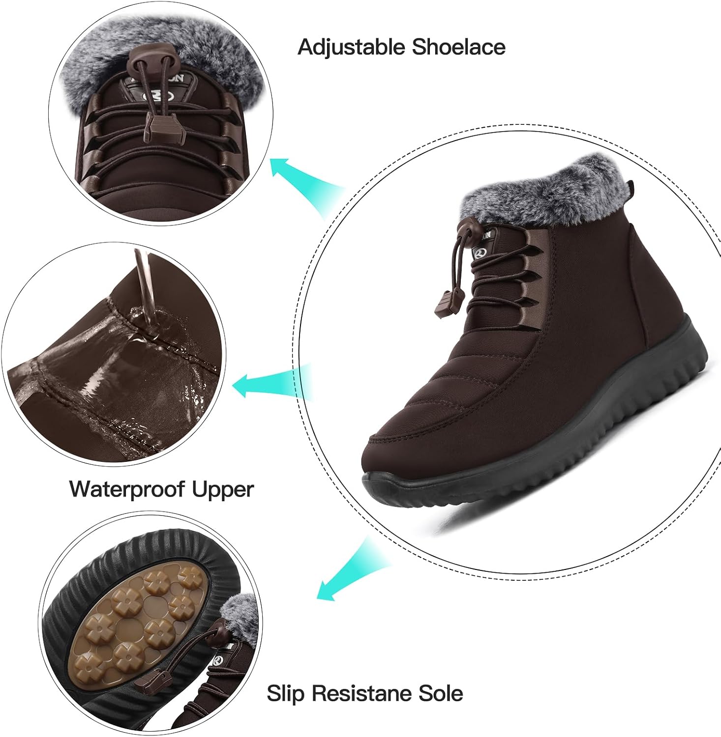 Detalle 2 de SHIBEVER Women's Winter Boots, Faux-Fur Lined