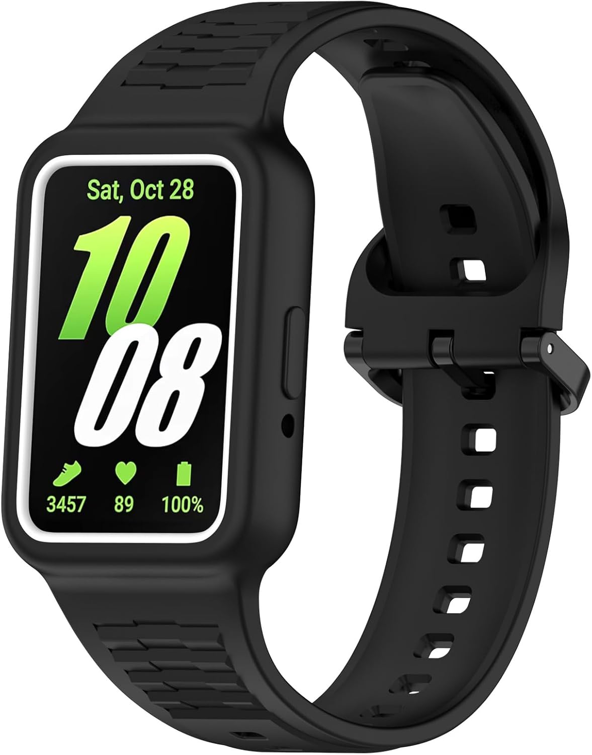 Detalle de LOKEKE Replacement TPU Band for Samsung Galaxy Fit 3 (Black+Grey) – Compatible