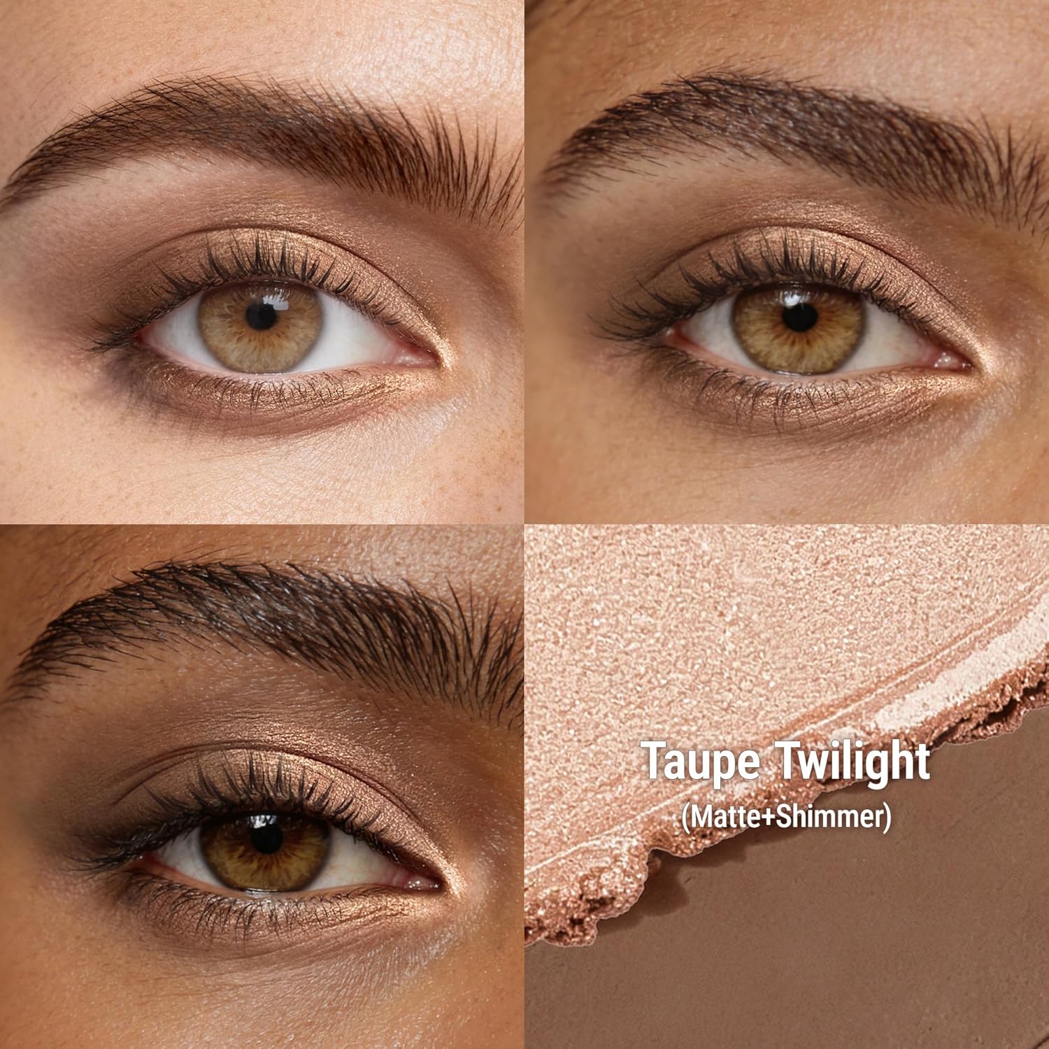 Detalle 2 de Exmiloo Doppelseitiger Lidschatten-Stift (matt & schimmer) Taupe Twilight – wasserfest, wischfest, langanhaltend
